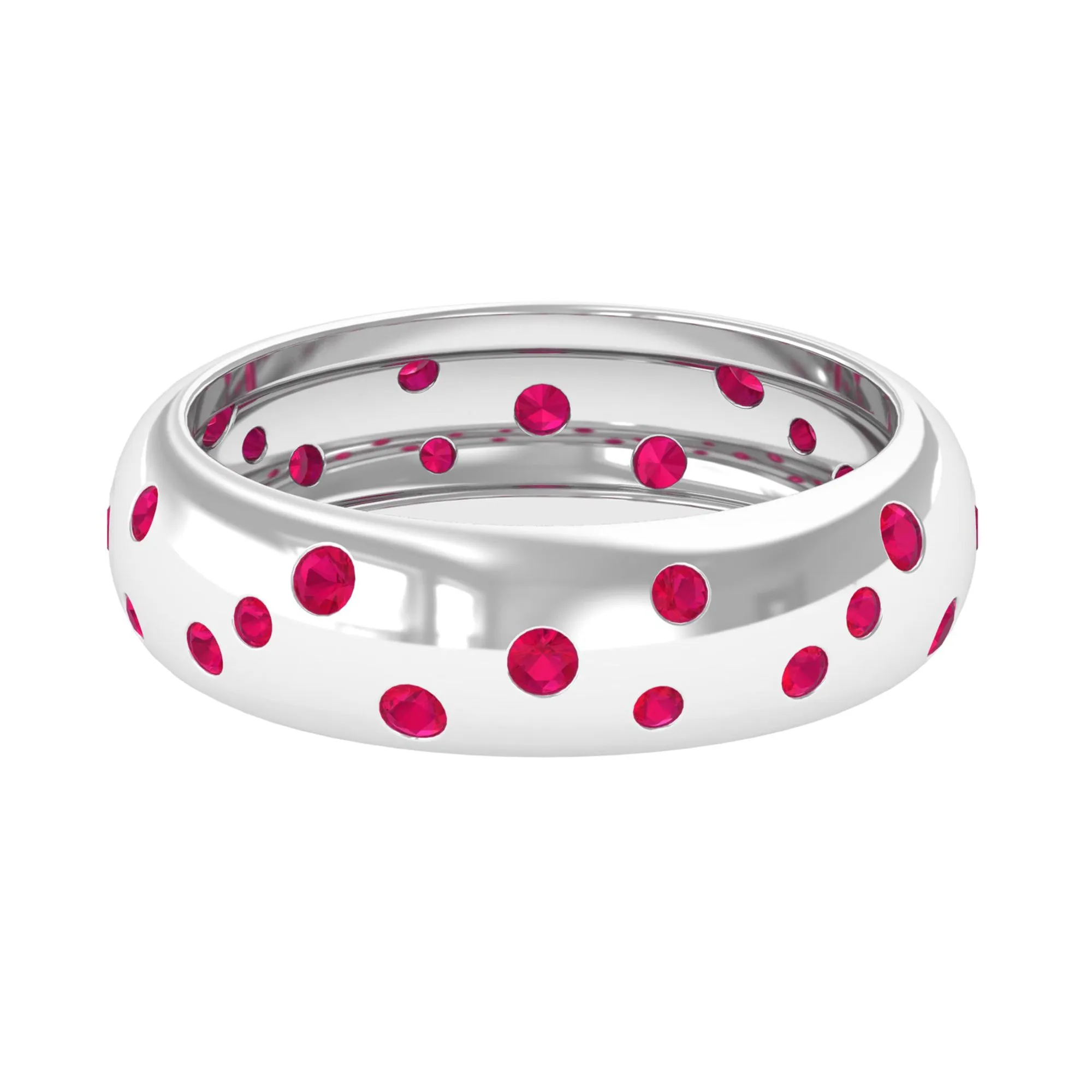 1 CT Scattered Ruby Silver Band Ring