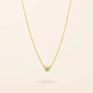 10K Gold Enamel Evil Eye Necklace