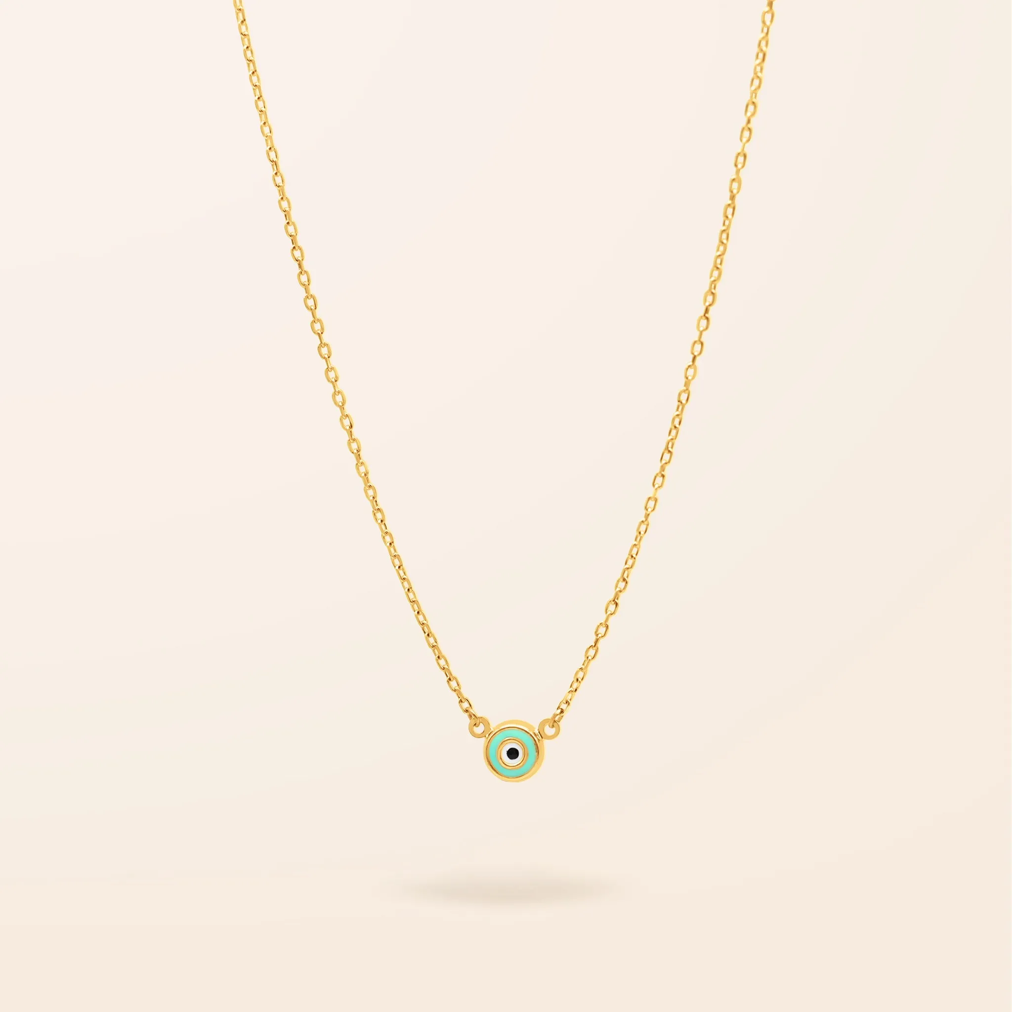 10K Gold Enamel Evil Eye Necklace