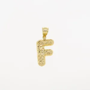 10K GOLD NUGGET INITIAL F PENDANT 1.9G