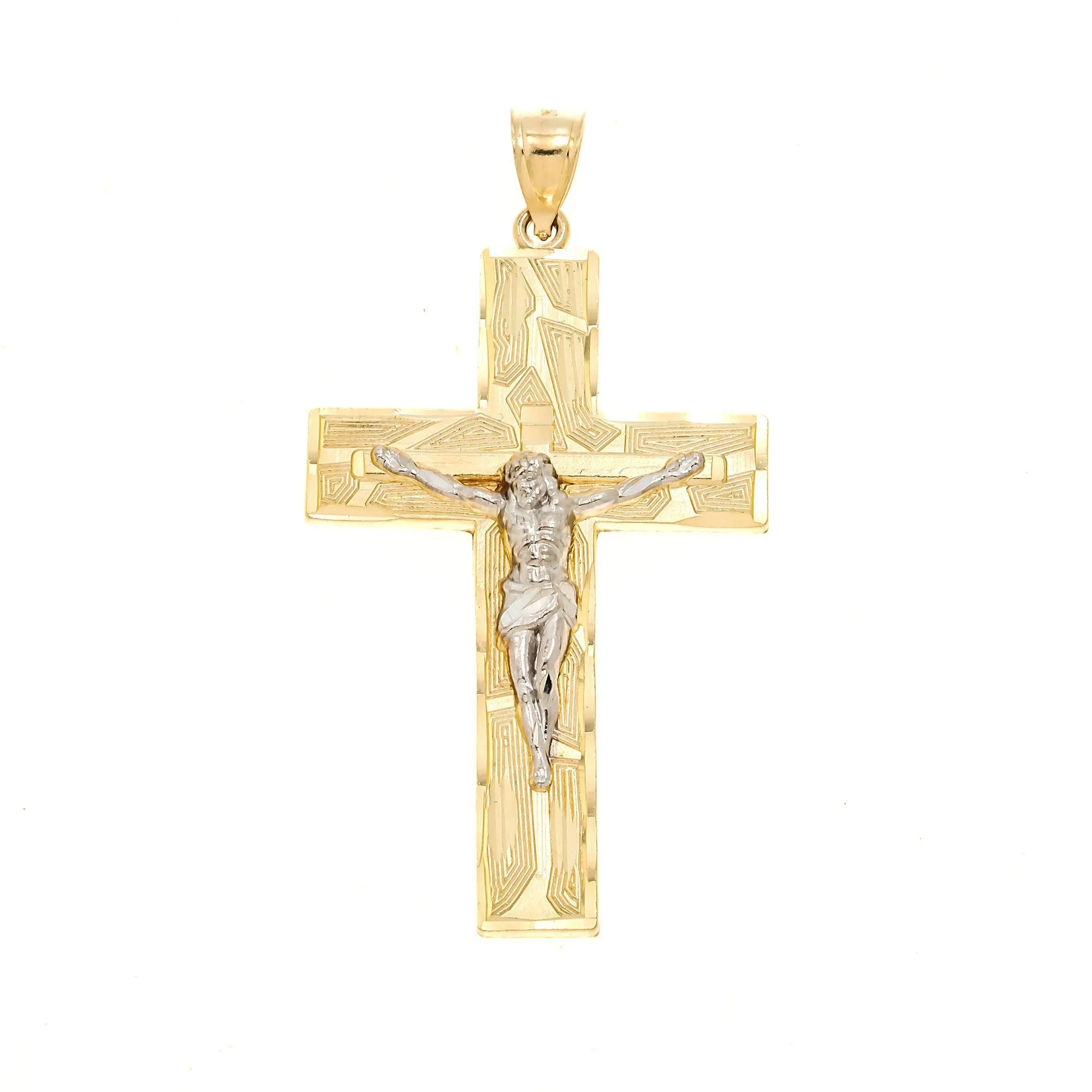 10K GOLD TWO TONE CRUCIFIX PENDANT 4.9G