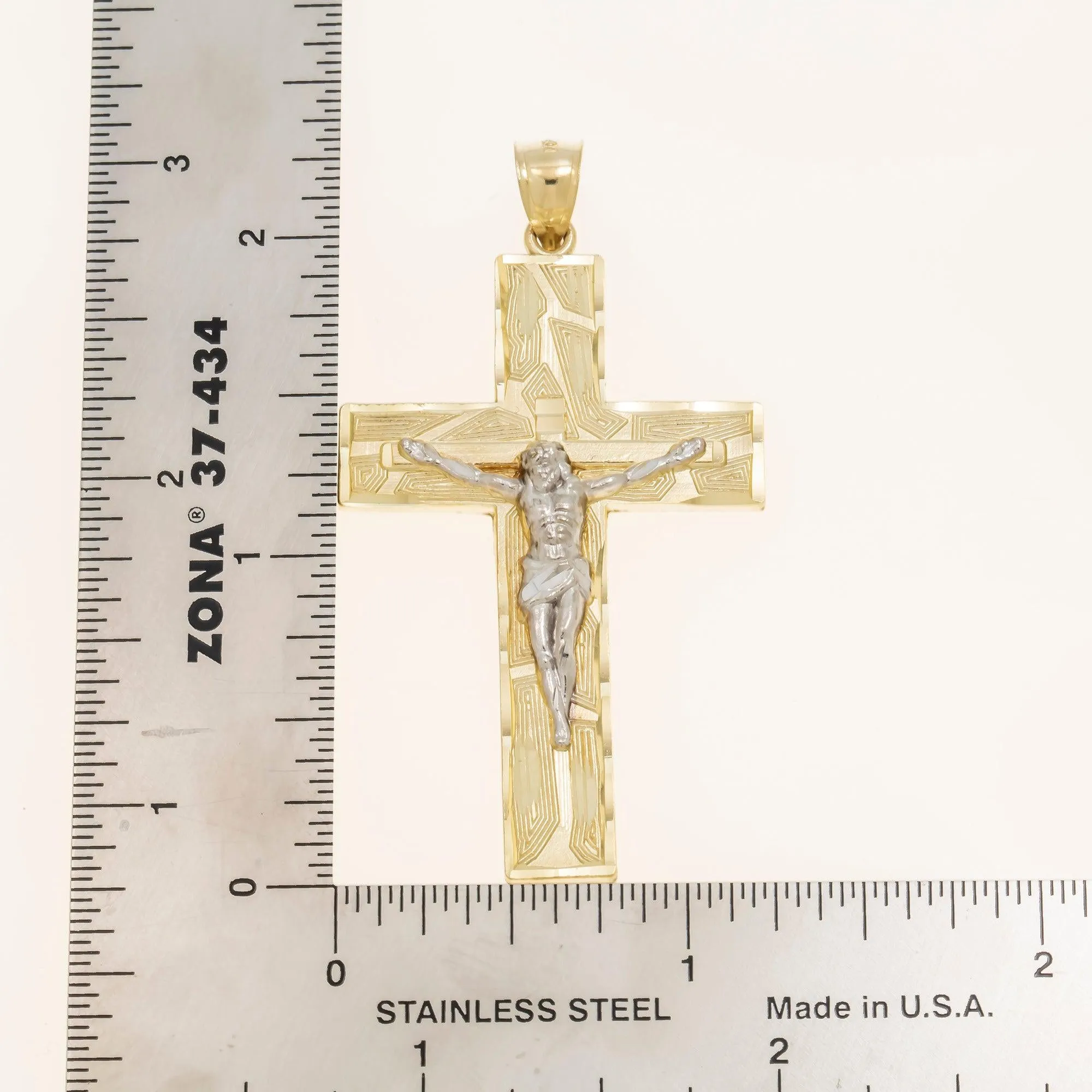 10K GOLD TWO TONE CRUCIFIX PENDANT 4.9G