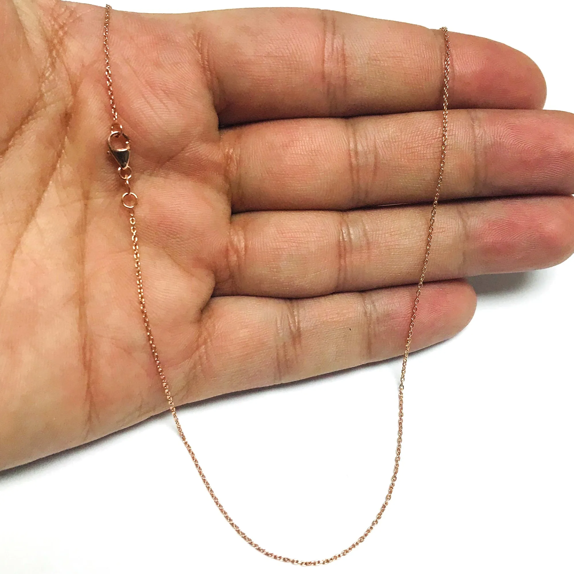 10k Rose Gold Cable Link Chain Necklace, 1mm, 18"