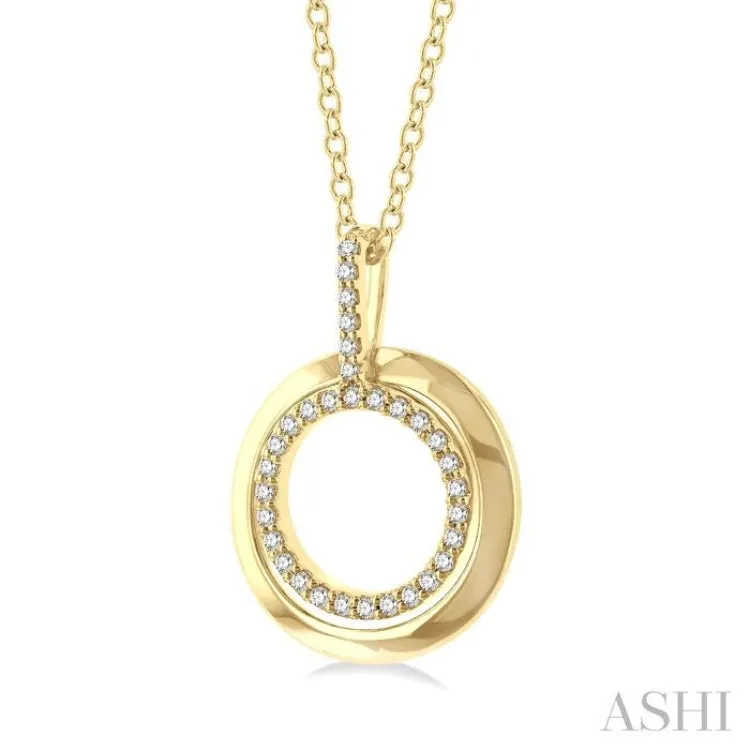 1/10 ctw Petite Twin Circle Round Cut Diamond Fashion Pendant With Chain in 10K Yellow Gold