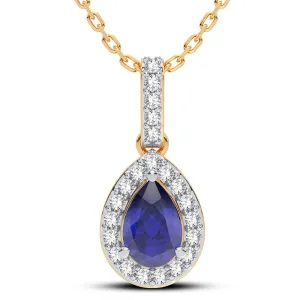 14K 0.10CT Diamond Sapphire Pendant