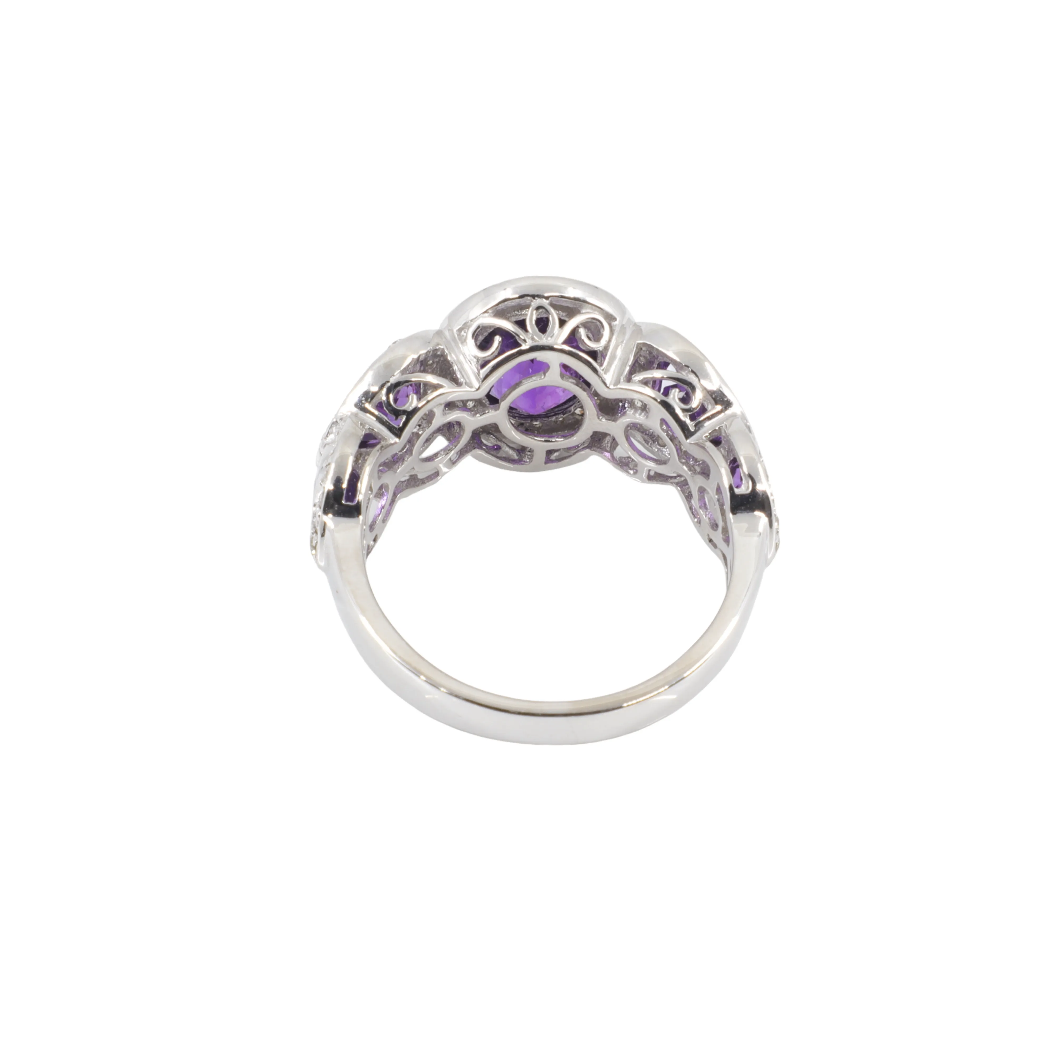 14K White Gold Amethyst and Diamond Ring - 20764777