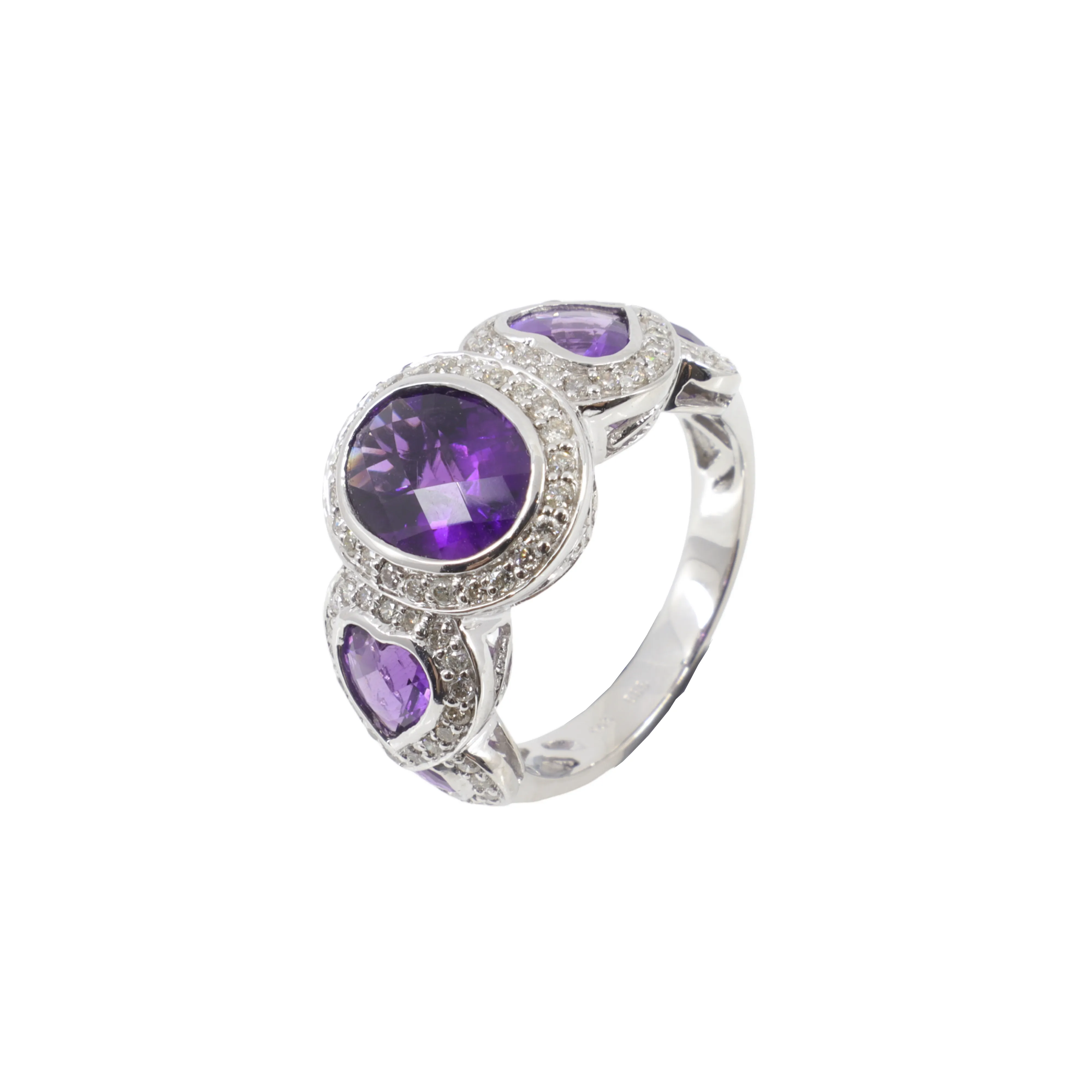 14K White Gold Amethyst and Diamond Ring - 20764777