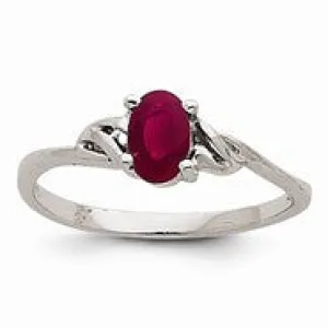 14k White Gold Ruby Birthstone Ring