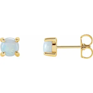 14K Yellow 5 mm Natural White Opal Earrings