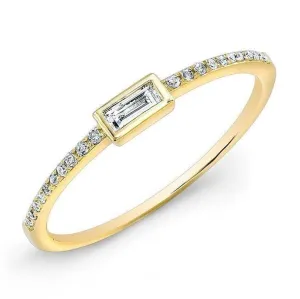 14K Yellow Gold Baguette Diamond Stackable Ring