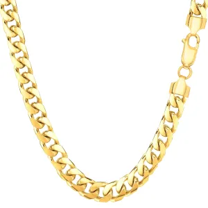 14k Yellow Gold Miami Cuban Link Chain Necklace, Width 5.8mm