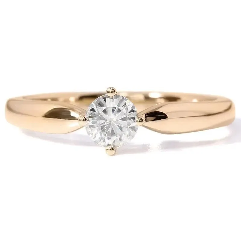 14k Yellow Gold Solitaire Moissanite Ring 0.5ct