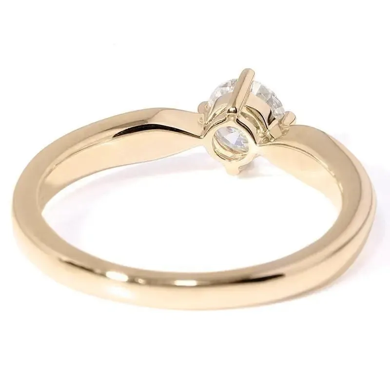 14k Yellow Gold Solitaire Moissanite Ring 0.5ct