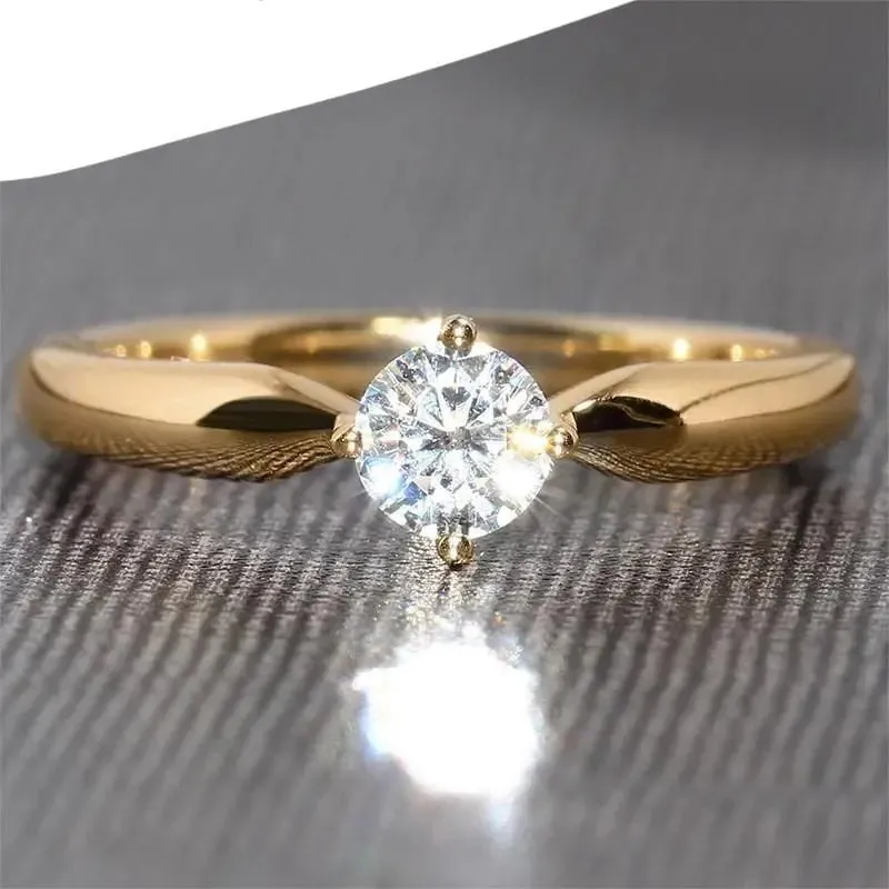 14k Yellow Gold Solitaire Moissanite Ring 0.5ct