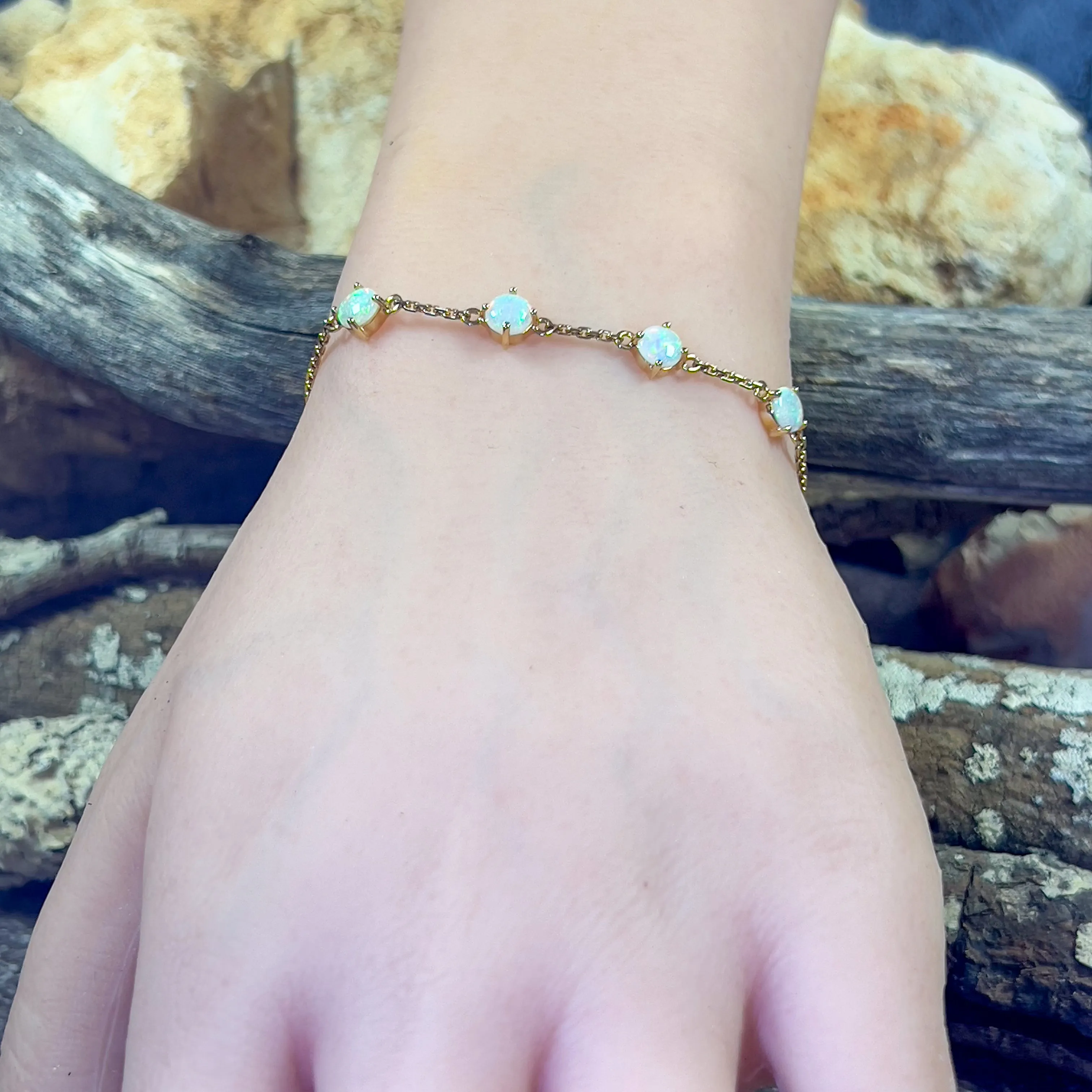 14kt Yellow gold Crystal Opal spacer bracelet