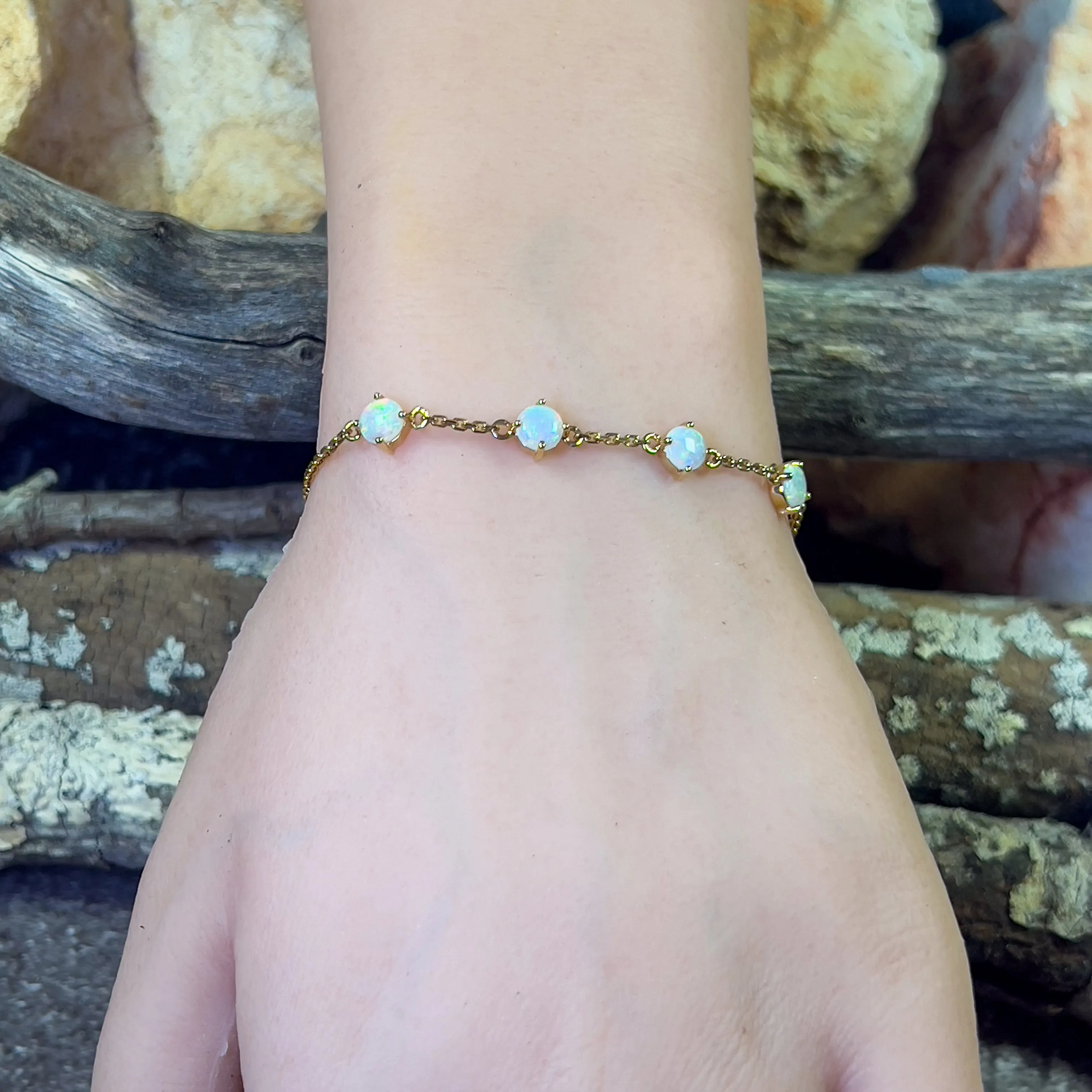 14kt Yellow gold Crystal Opal spacer bracelet