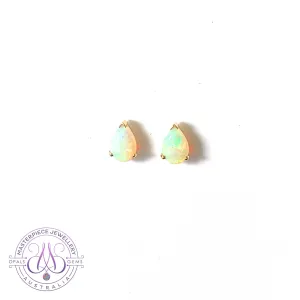 14kt Yellow Gold Pear shape Crystal Opal 2.19ct studs