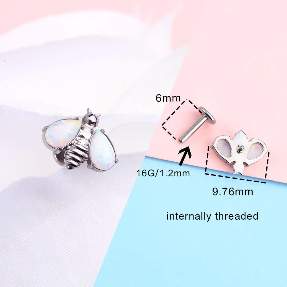 16G Titanium Internally Threaded Opal Ladybug Cartilage Stud Collection