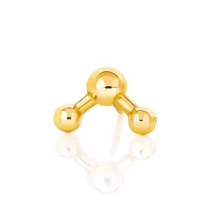 18ct Yellow Gold Single Atomic Sphere Stud