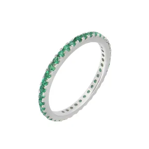 18K White Gold 0.46ct Emerald Band Ring - 20729547