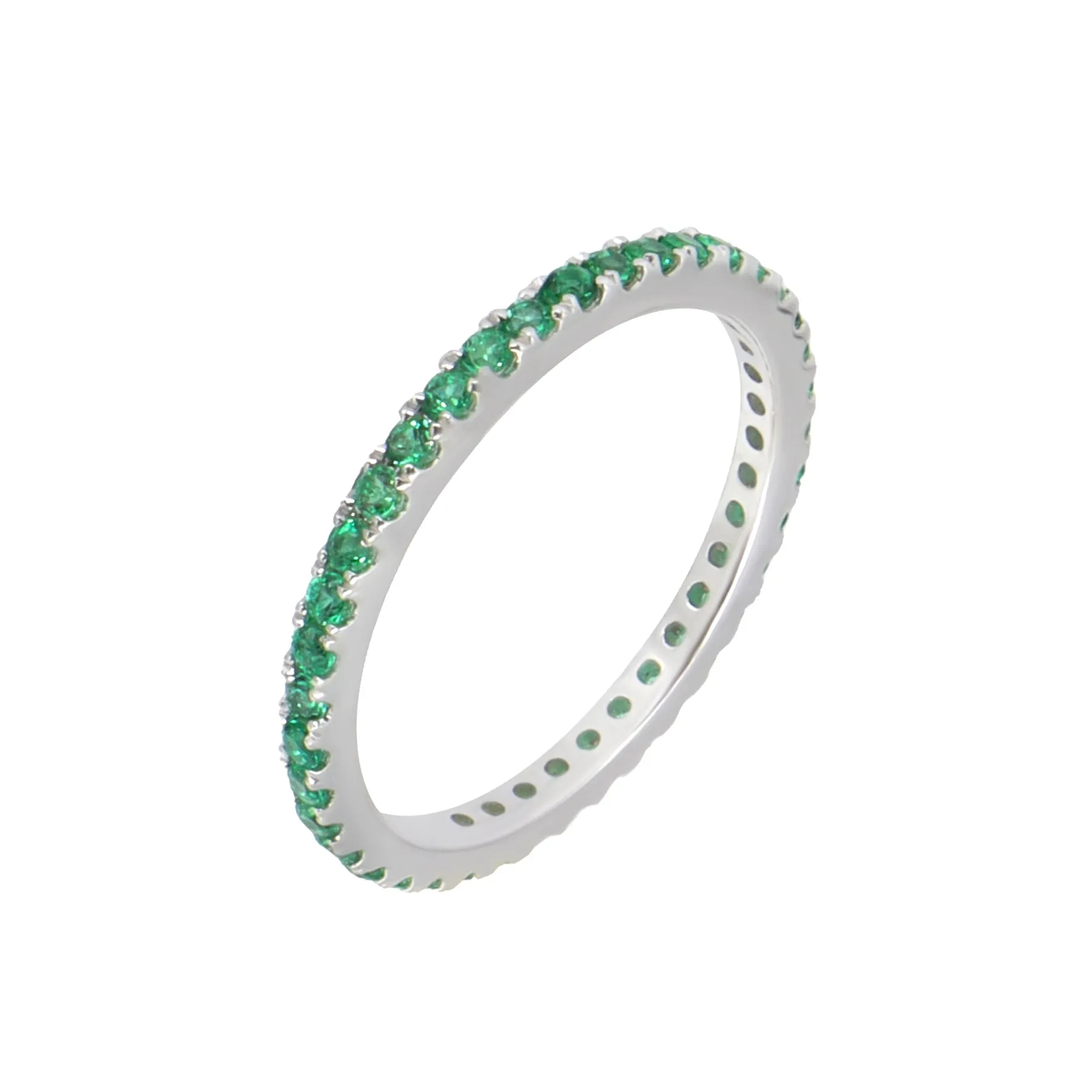 18K White Gold 0.46ct Emerald Band Ring - 20729547