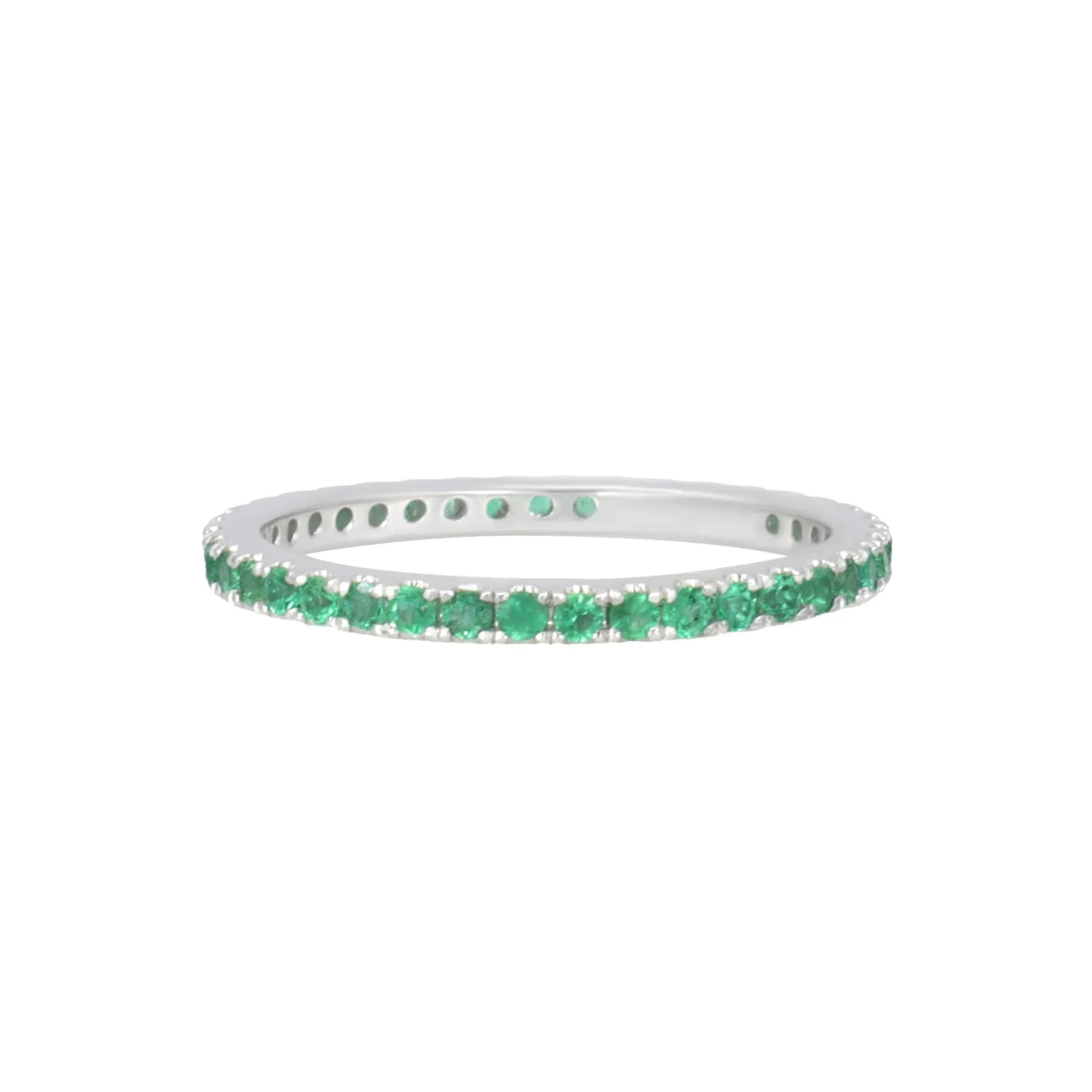 18K White Gold 0.46ct Emerald Band Ring - 20729547