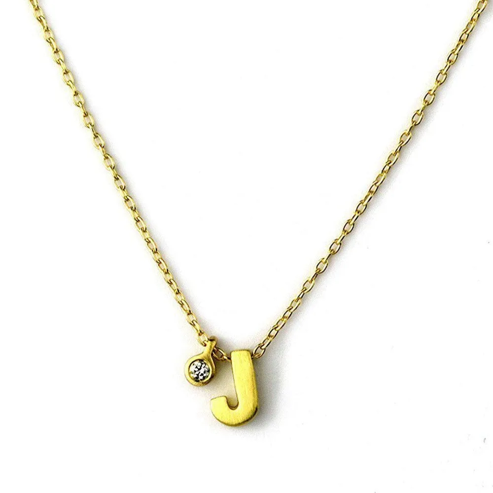 18k Yellow Gold  Initial Tag Necklace