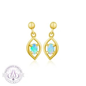 18kt Yellow Gold earrings with Black Opal 0.31ct