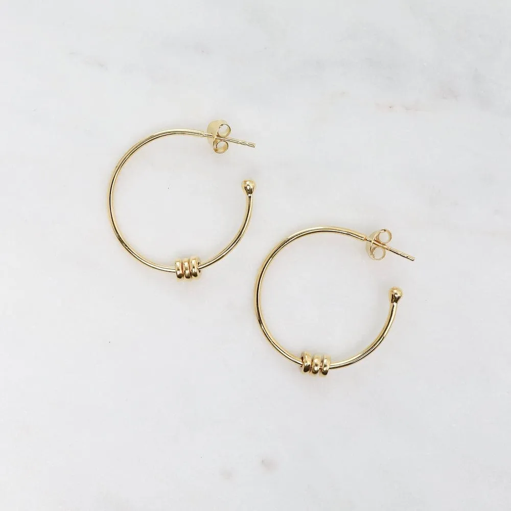 24k Gold Vermeil Hoops with Three Smooth Rings