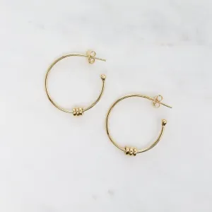 24k Gold Vermeil Hoops with Three Smooth Rings