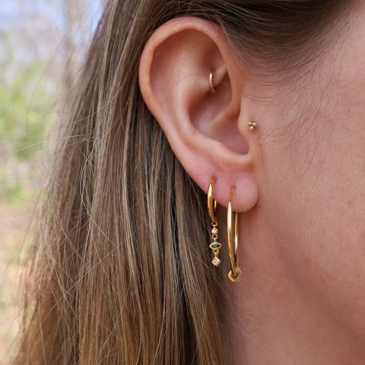 24k Gold Vermeil Hoops with Three Smooth Rings