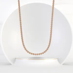 4 Prong Champagne Diamond Tennis Necklace 14K Solid Gold