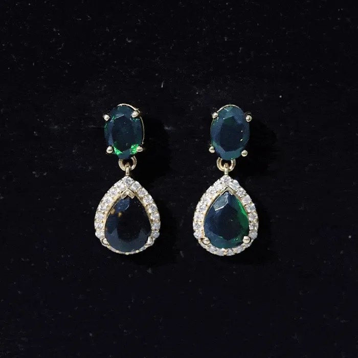 4.25 CT Oval and Pear Shape Black Opal Dangle Earrings with Diamond