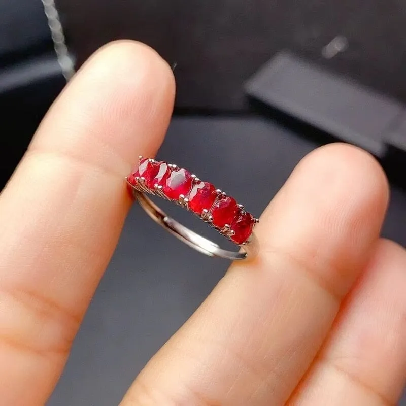 *4MM Natural Myanmar Ruby 925 Sterling Silver Ring