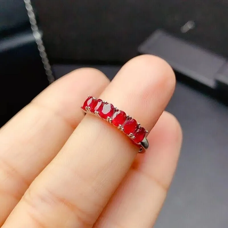 *4MM Natural Myanmar Ruby 925 Sterling Silver Ring