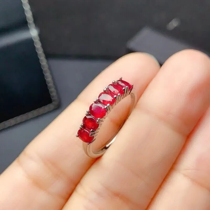 *4MM Natural Myanmar Ruby 925 Sterling Silver Ring