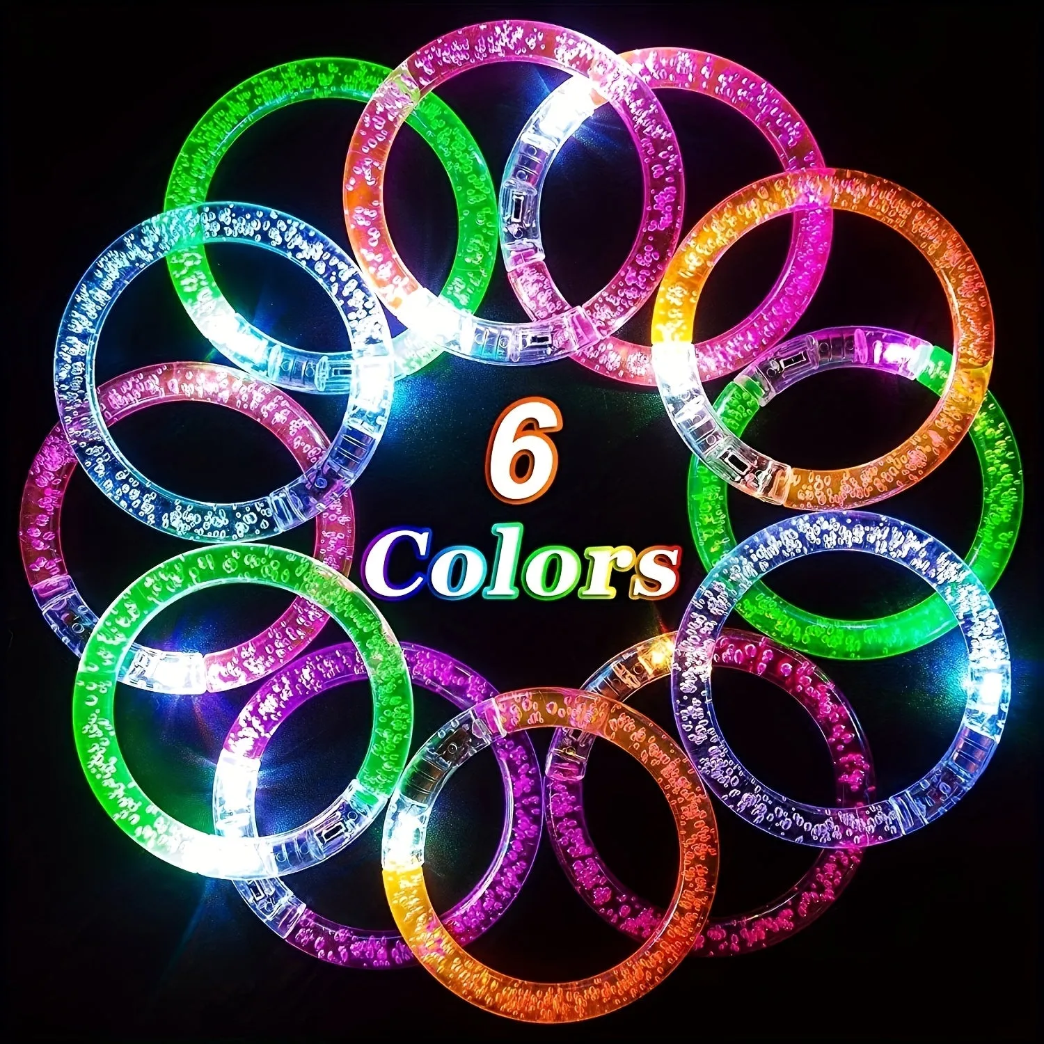 6PC Glow In The Dark LED Bracelets  Party Favors