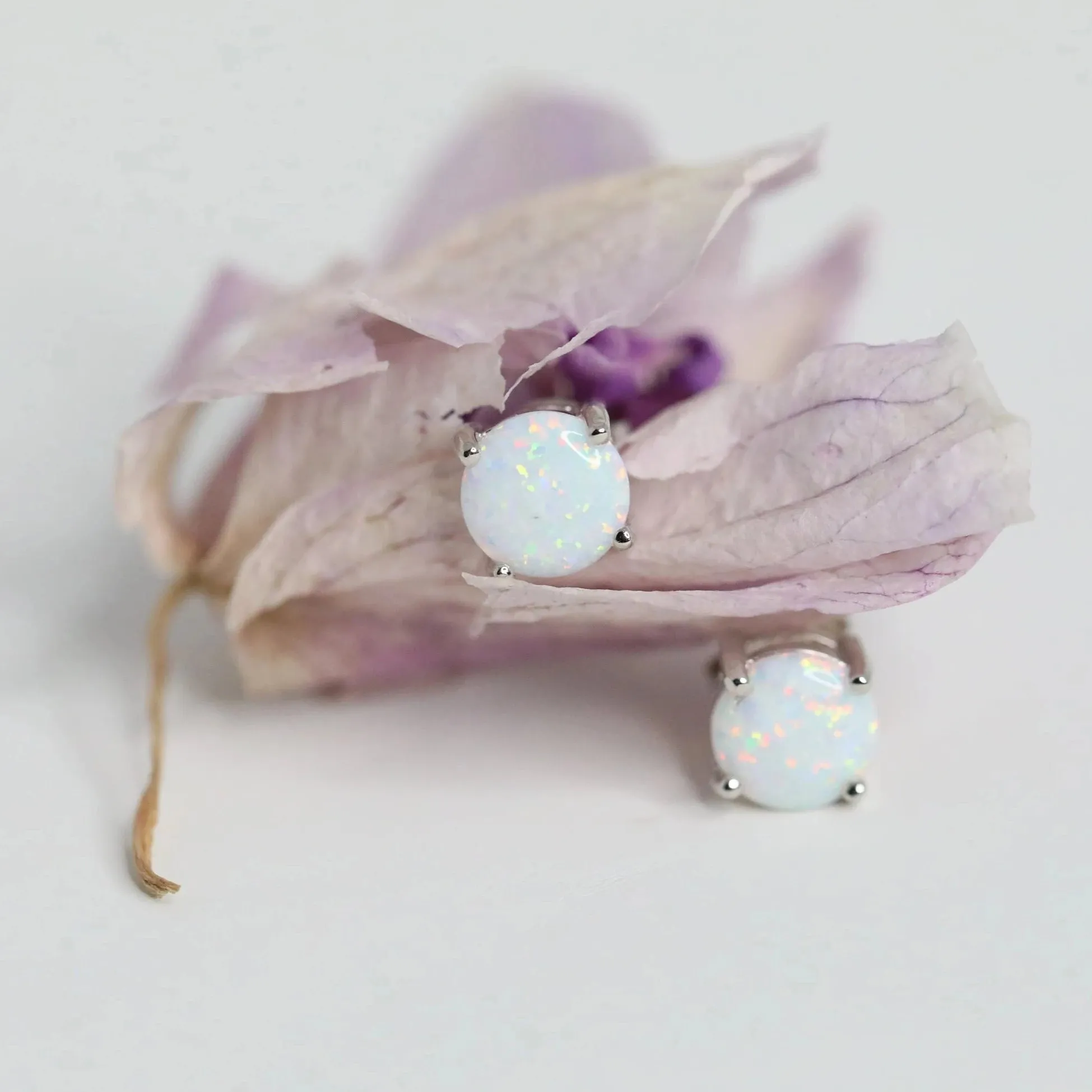 925 Sterling Silver Opal Stud Earrings