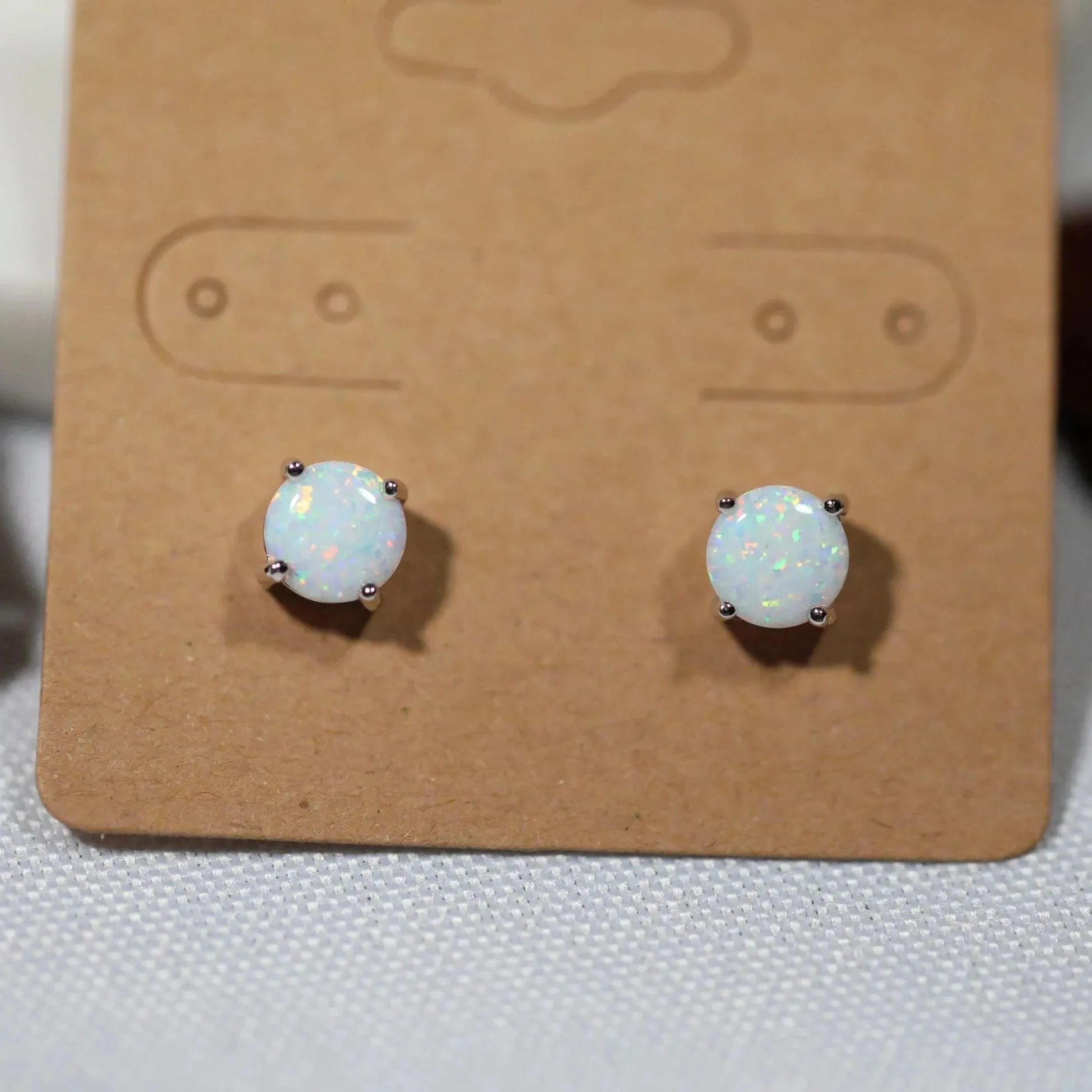 925 Sterling Silver Opal Stud Earrings