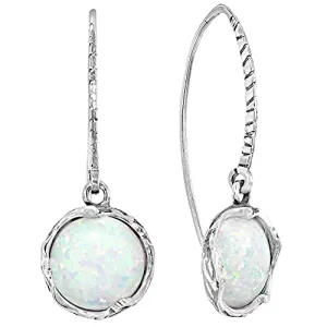 925 Sterling Silver White Opal Dangle Earrings For Women; Vintage Style White Opal October Birthstone Jewelry for Women; Dangling White Stone Earrings