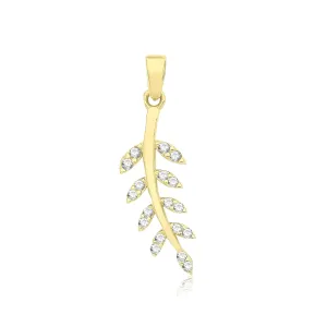 9CT GOLD CZ LEAF BRANCH PENDANT