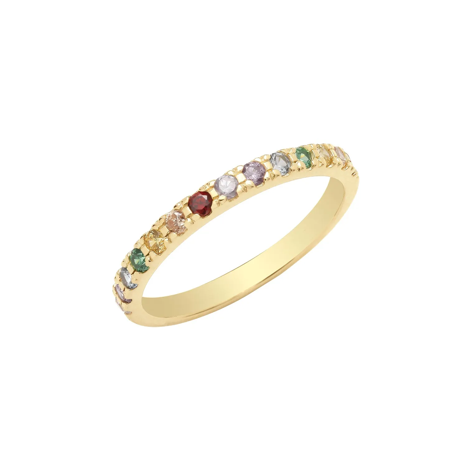 9CT GOLD CZ RAINBOW HALF ETERNITY RING