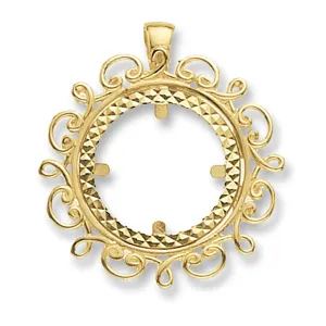 9CT GOLD HALF COIN MOUNT PENDANT