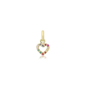 9CT GOLD MULTICOLOURED CZ HEART PENDANT