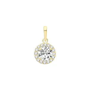 9CT GOLD ROUND CZ CLUSTER PENDANT