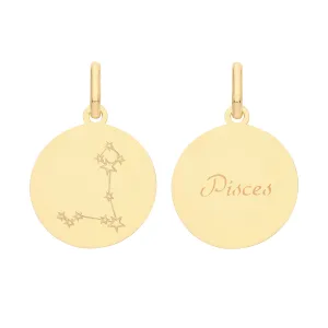 9CT GOLD ZODIAC CONSTELLATION PISCES PENDANT