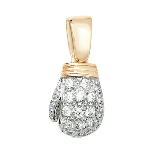 9CY GOLD CZ BOXING GLOVE PENDANT