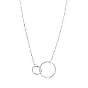 9kt White Gold Double Circle Pendant Necklace