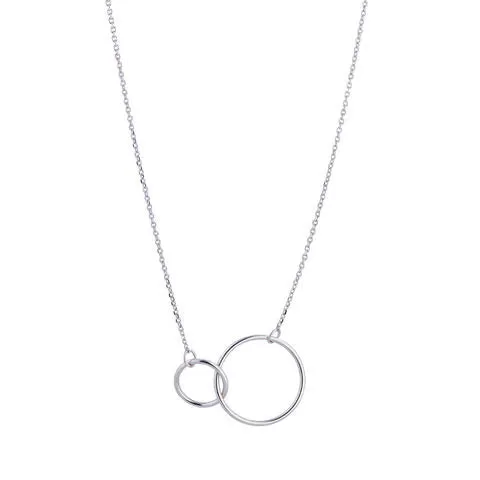 9kt White Gold Double Circle Pendant Necklace