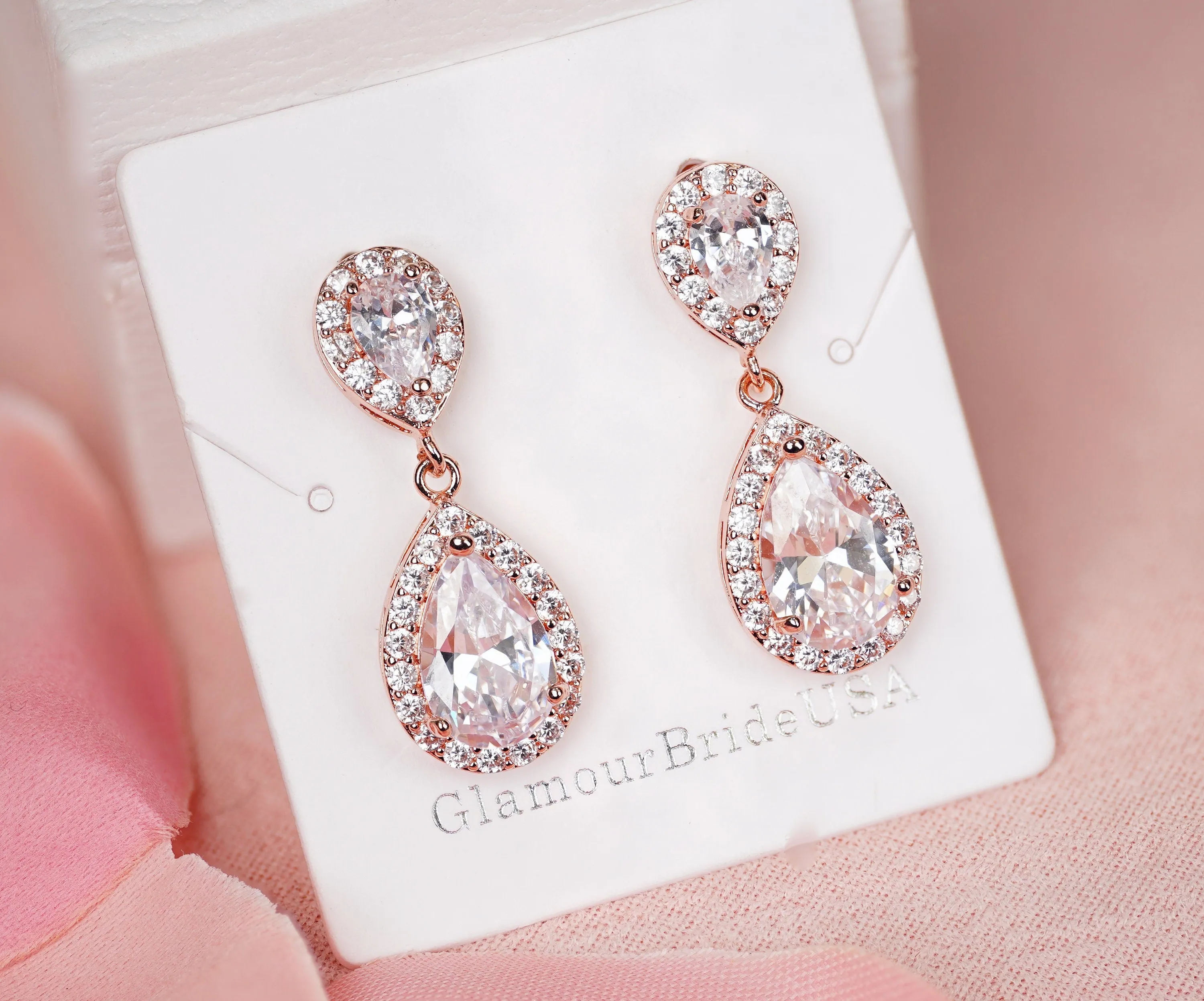 Amanda - Gold Crystal Tear Drop Earrings